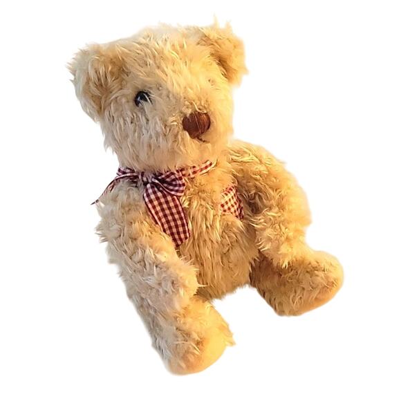 Russ Hucklebeary True Heart Bear Retired 7" Tall Sitting Tan with Maroon Heart - Picture 1 of 7